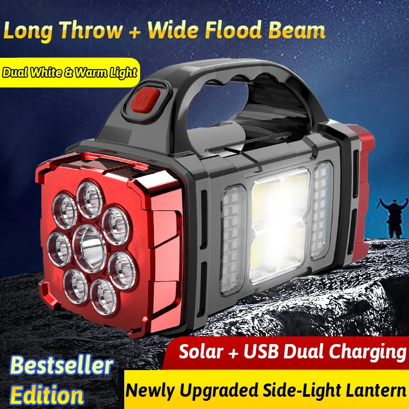 38W Portable Solar Spotlight LED Lantern with COB Light, USB Rechargeable & 5000mAh Power Bank HB-1678