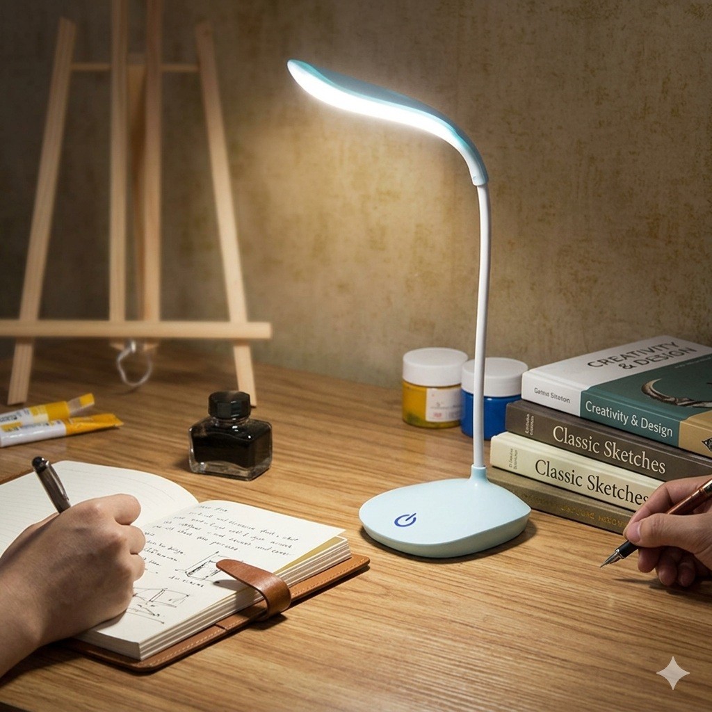 Modern LED Desk Lamp Touch Dimmable Foldable USB Rechargeable Eye Care Table Light-000363