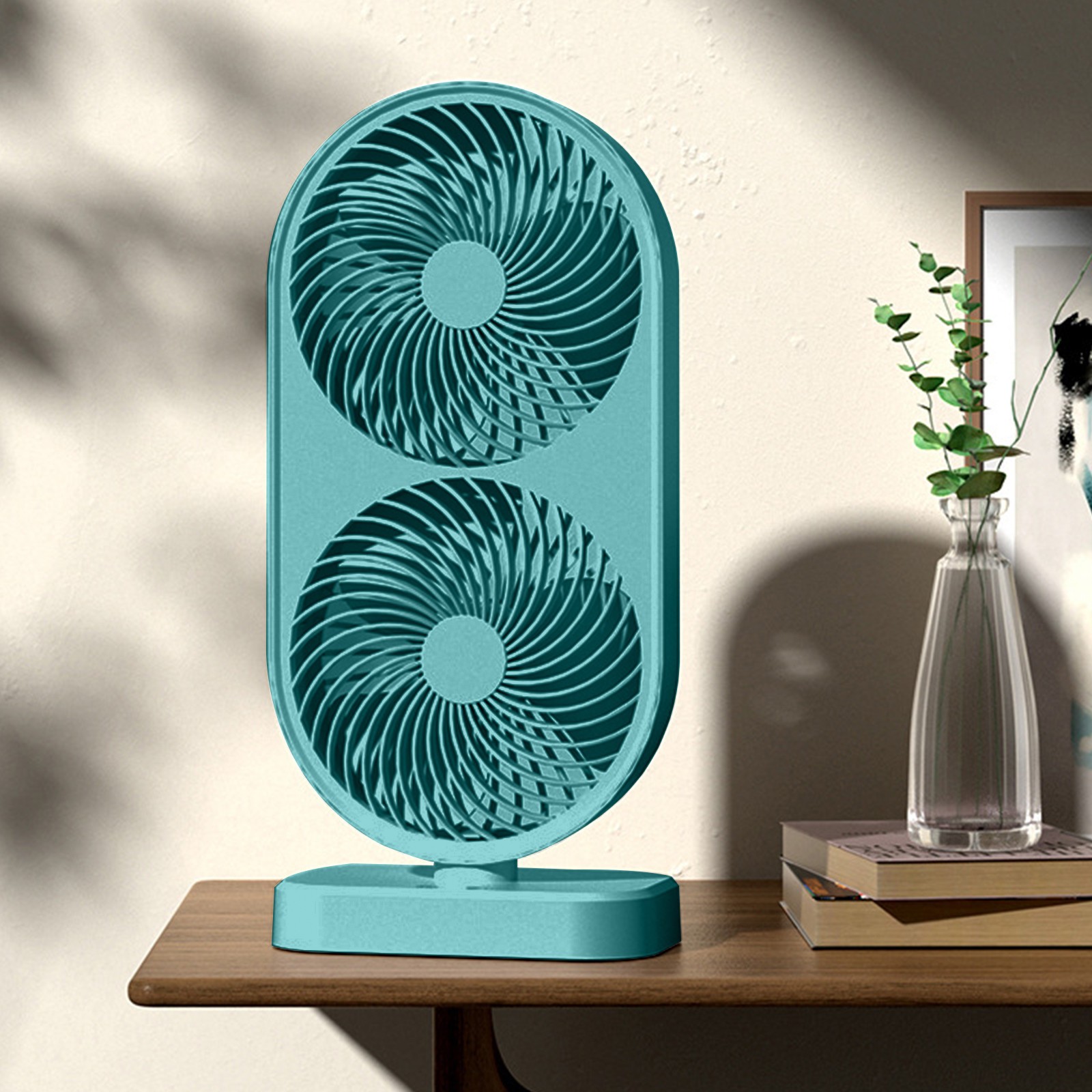 120° Adjustable High Speed Portable Double Head Desk Fan  Rechargeable Fan  with  4 Speeds Cooling Fan_000280