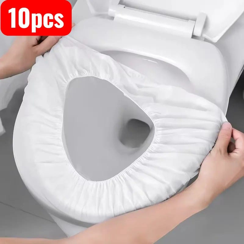 10Pcs Disposable Toilet Seat Cover Waterproof Non-woven Travel Hotel Bathroom Protective Cover-000931